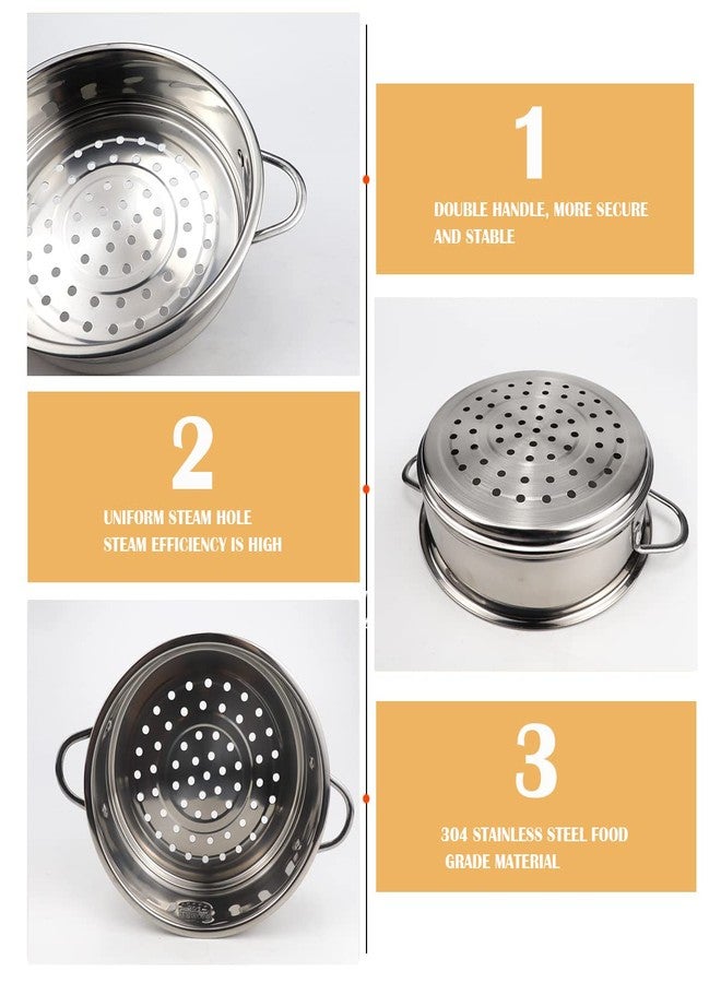 LCJAOF Stainless Steel Steamer Pot - 7 Inches Round with Cooking Rack and Food Steamer Basket Insert for Kitchen Dim Sum Dumplings Bun (Silver, 18cm/7in) - Image 3